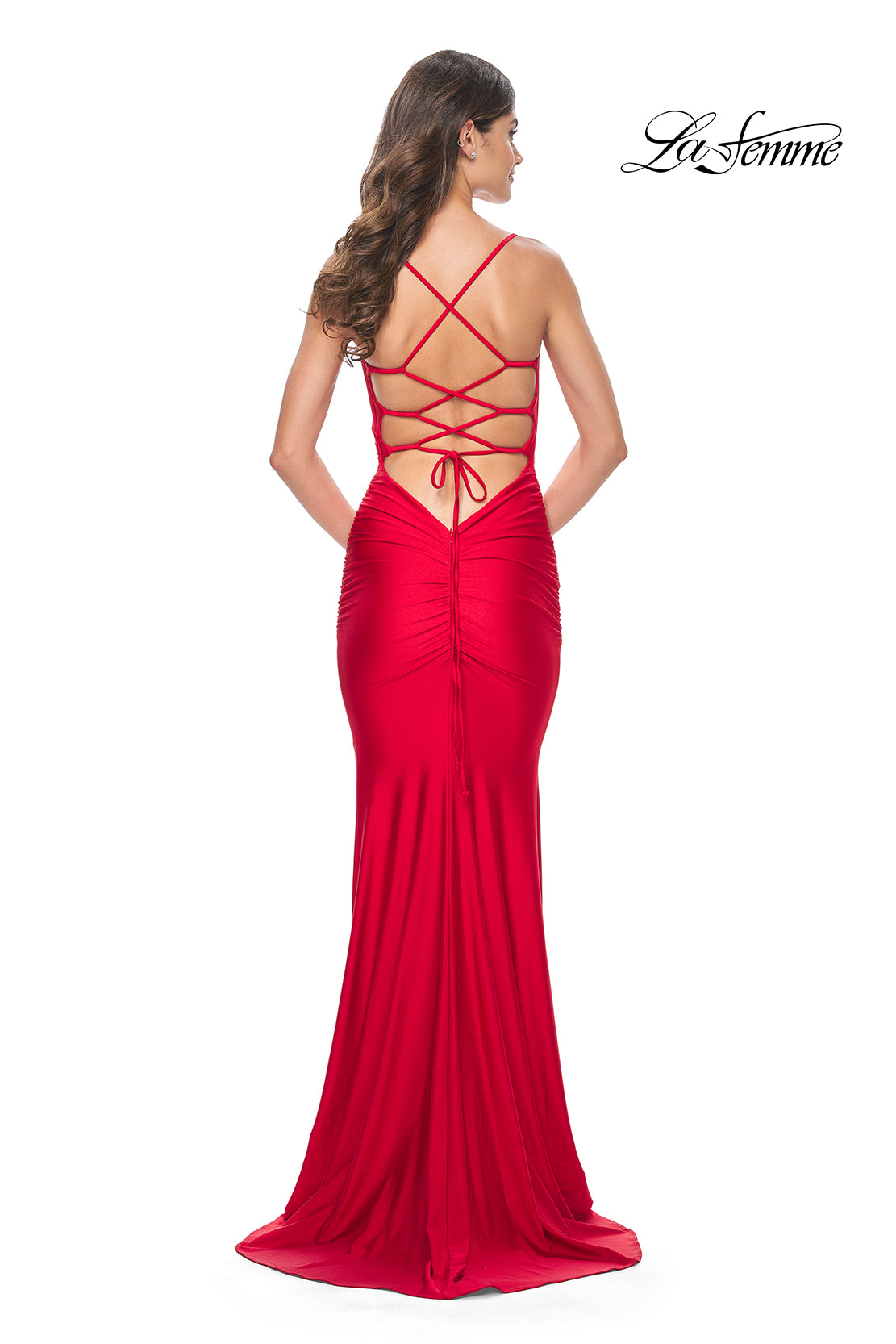 La-Femme-31618-V-Neck-Neckline-Criss-Cross-Back-Plain-Jersey-Column-Fitted-Red-Evening-Dress-B-Chic-Fashions-Prom-Dress