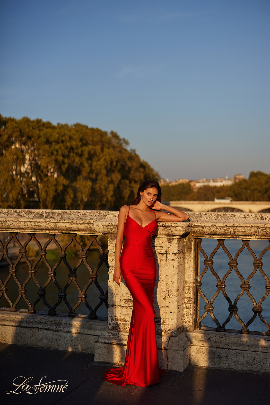 La-Femme-31618-V-Neck-Neckline-Criss-Cross-Back-Plain-Jersey-Column-Fitted-Red-Evening-Dress-B-Chic-Fashions-Prom-Dress