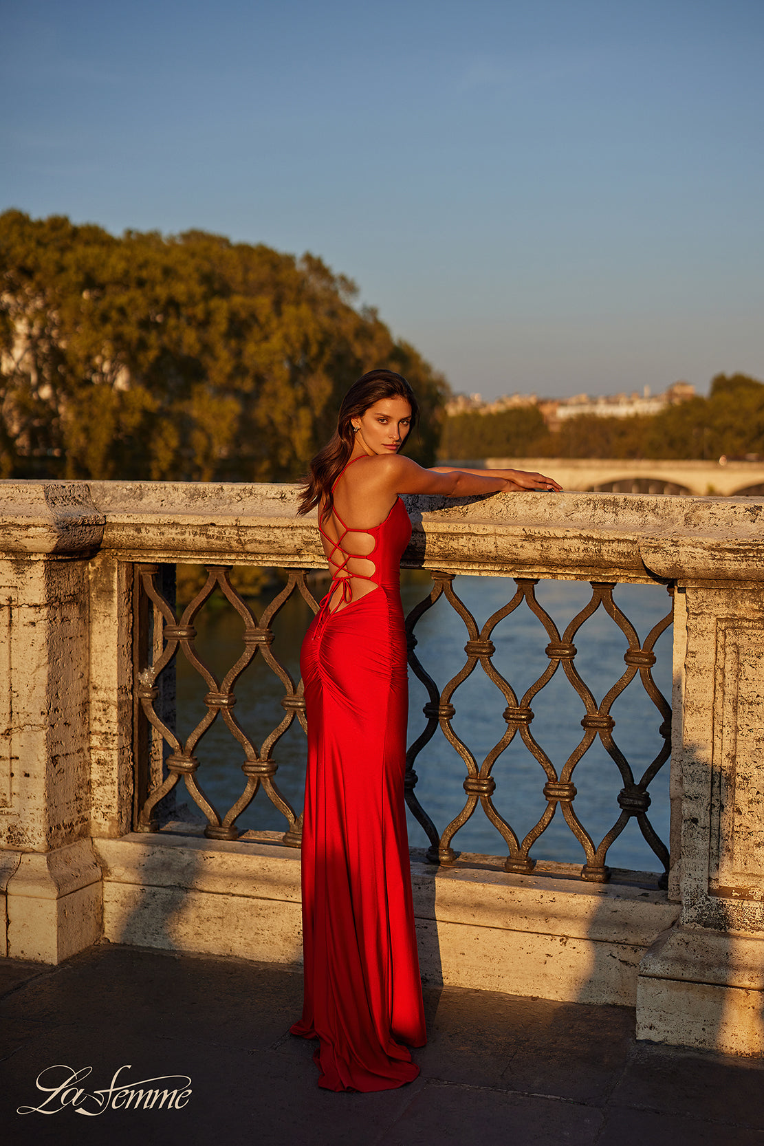 La-Femme-31618-V-Neck-Neckline-Criss-Cross-Back-Plain-Jersey-Column-Fitted-Red-Evening-Dress-B-Chic-Fashions-Prom-Dress