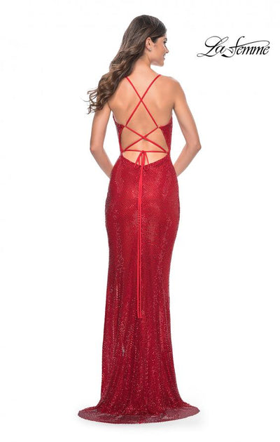 La-Femme-31929-V-Neck-Neckline-Zipper-Back-High-Slit-Hot-Stone-Fishnet-Fitted-Red-Evening-Dress-B-Chic-Fashions-Prom-Dress