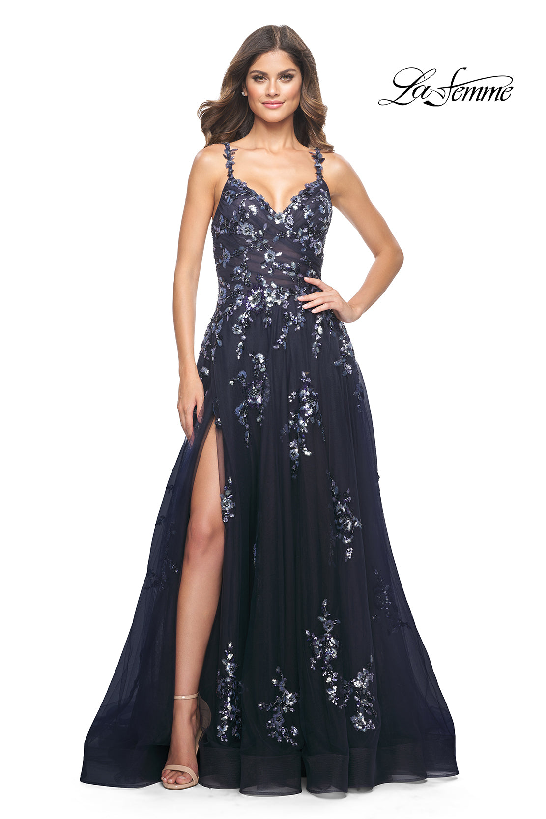 La-Femme-31936-V-Neck-Neckline-Zipper-Back-Corset-Sequin-Lace-Tulle-A-Line-Navy-Evening-Dress-B-Chic-Fashions-Prom-Dress