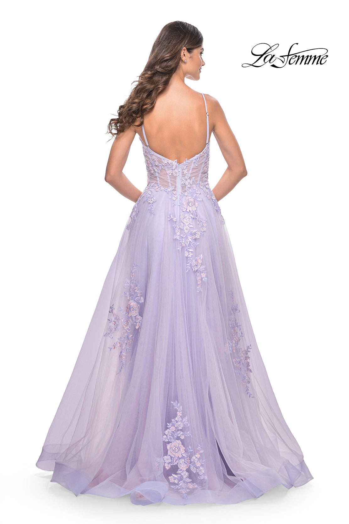 La-Femme-31939-V-Neck-Neckline-Zipper-Back-Slit-Lace-Tulle-A-Line-Lavender-Evening-Dress-B-Chic-Fashions-Prom-Dress