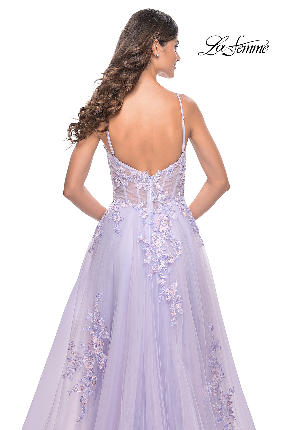 La-Femme-31939-V-Neck-Neckline-Zipper-Back-Slit-Lace-Tulle-A-Line-Lavender-Evening-Dress-B-Chic-Fashions-Prom-Dress