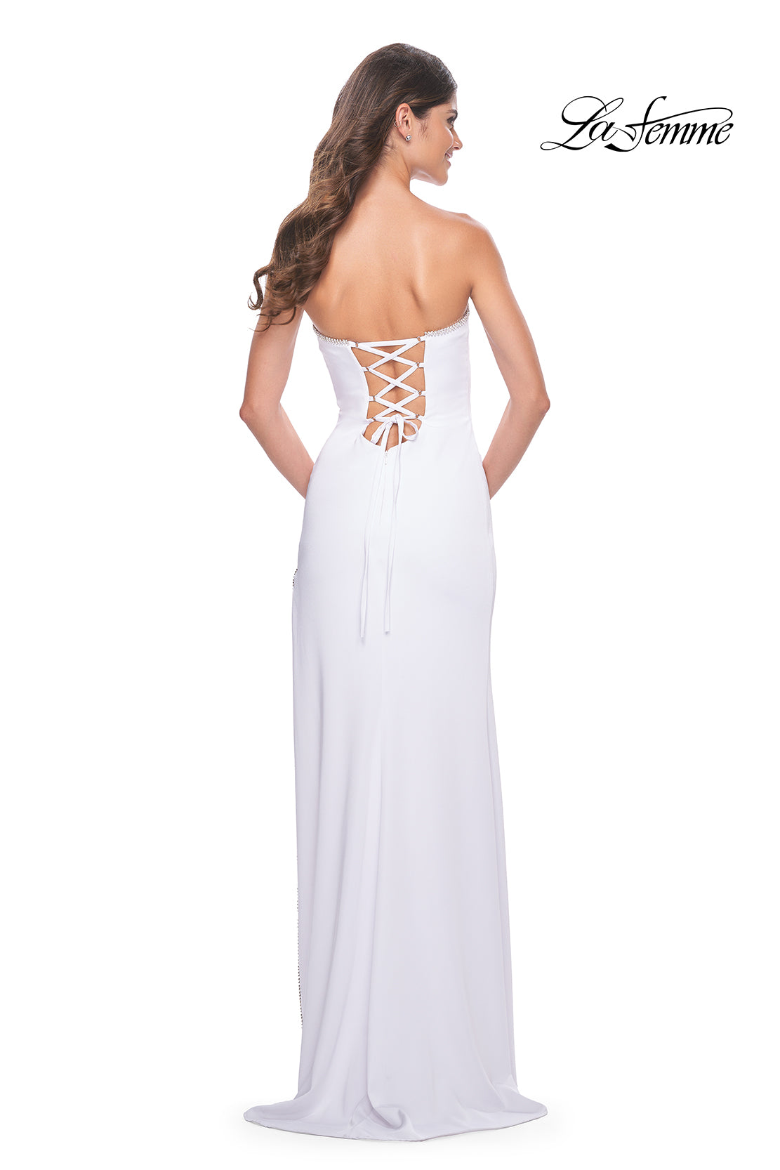 fitted white formal dress Long Off White Formal Dress with Multi-Way Ties Off White / 18 main image 1
