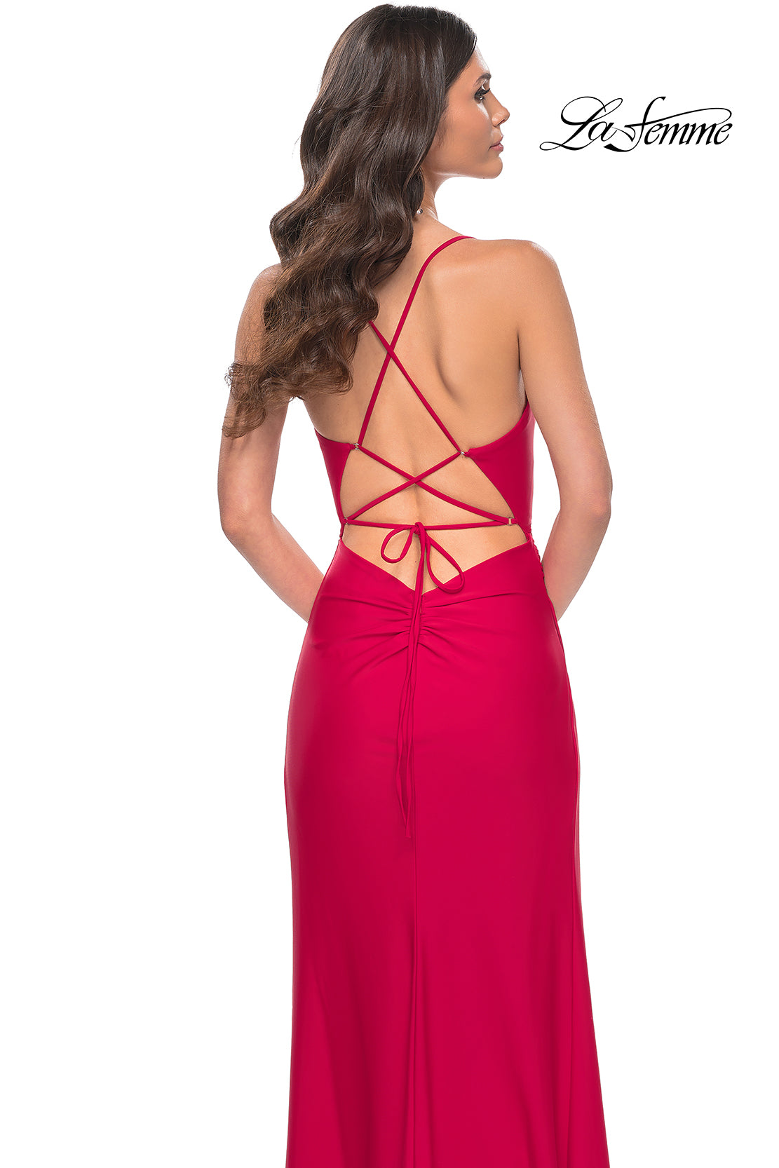 La-Femme-31978-V-Neck-Neckline-Criss-Cross-Back-High-Slit-Jersey-Fitted-Red-Evening-Dress-B-Chic-Fashions-Prom-Dress