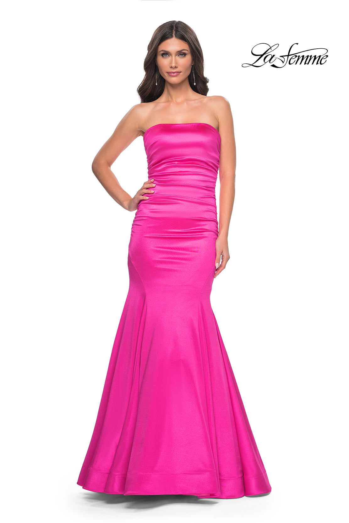 La-Femme-31980-Strapless-Neckline-Zipper-Back-Plain-Liquid-Jersey-Mermaid-Fitted-Hot-Pink-Evening-Dress-B-Chic-Fashions-Prom-Dress