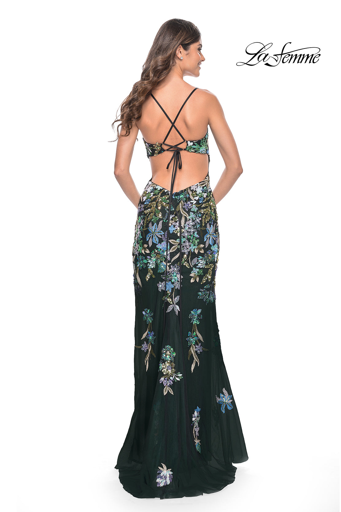 La-Femme-31992-V-Neck-Neckline-Low-Back-High-Slit-Print-Sequin-Fitted-Black-Evening-Dress-B-Chic-Fashions-Prom-Dresss