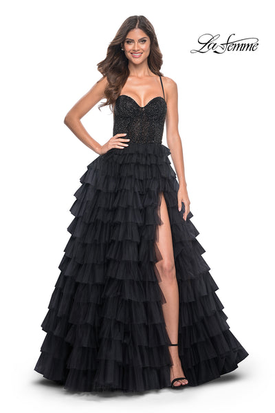 La-Femme-32002-Sweetheart-Neckline-Lace-up-Back-High-Slit-Hot-Stone-Tulle-Ball-Gowns-Black-Evening-Dress-B-Chic-Fashions-Prom-Dress