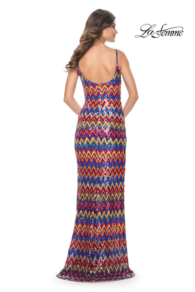La-Femme-32006-Scoop-Neckline-Zipper-Back-High-Slit-Print-Sequin-Column-Fitted-Multi-Evening-Dress-B-Chic-Fashions-Prom-Dress