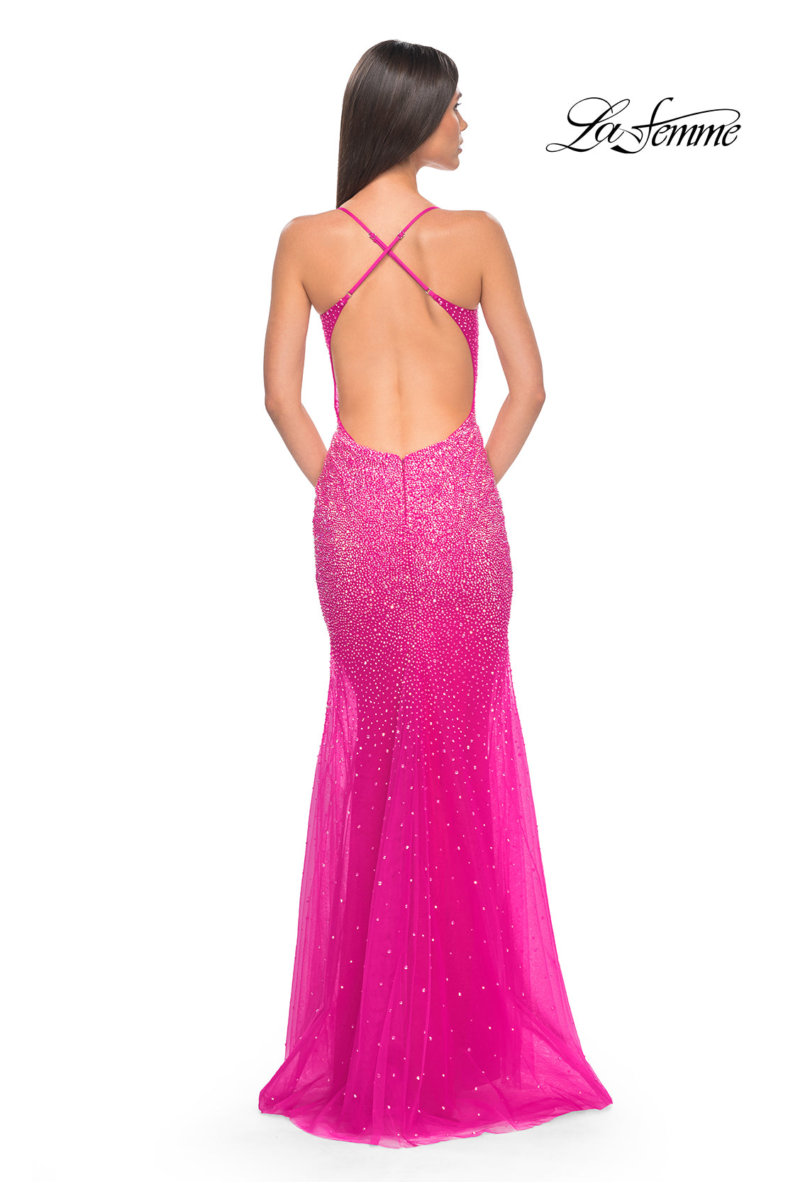 La-Femme-32007-V-Neck-Neckline-Open-Back-Corset-Hot-Stone-Tulle-Fitted-Hot-Fuchsia-Evening-DressB-Chic-Fashions-Prom-Dress