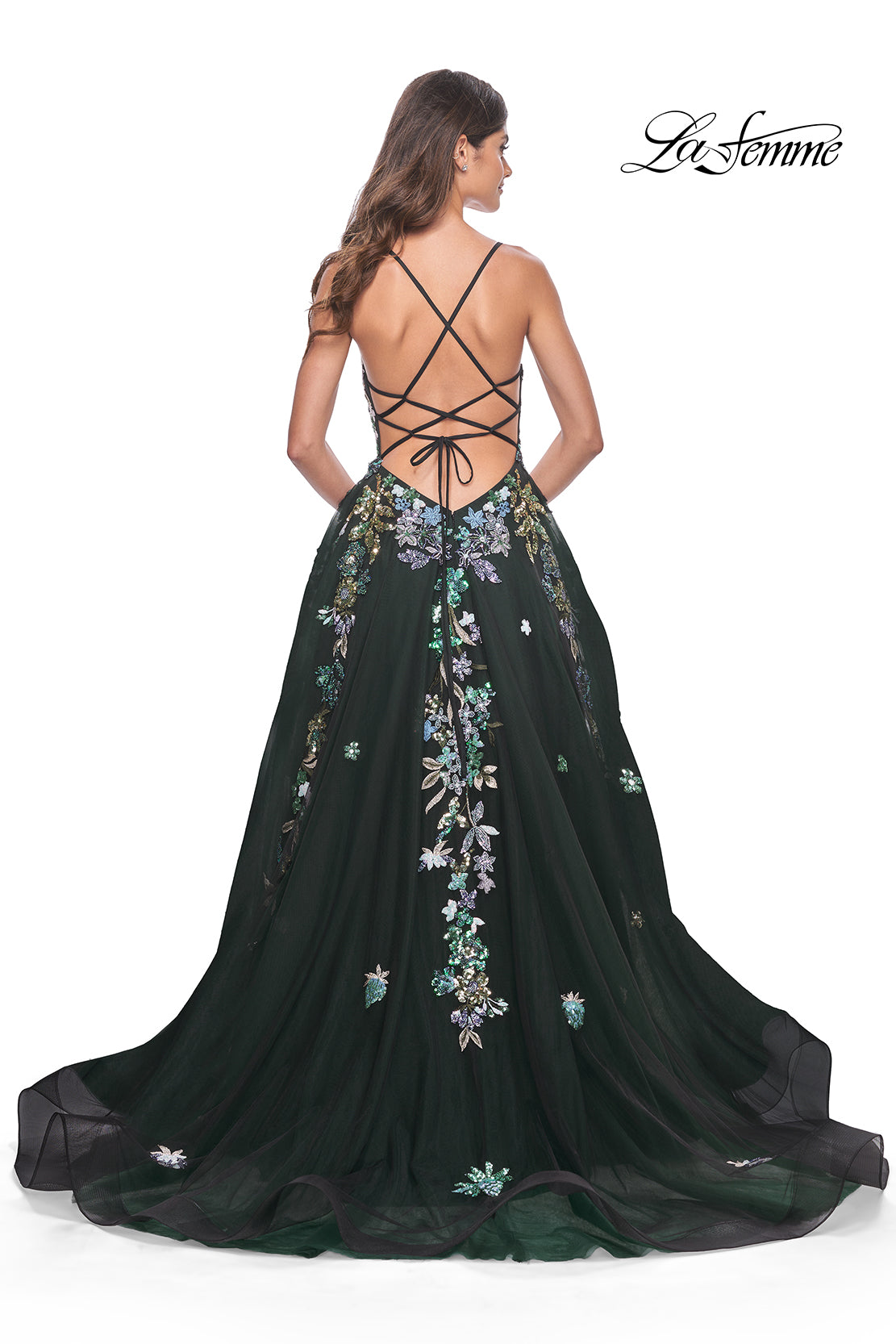 La-Femme-32023-V-Neck-Neckline-Criss-Cross-Back-Train-Sequin-Tulle-A-Line-Black-Evening-Dress-B-Chic-Fashions-Prom-Dress