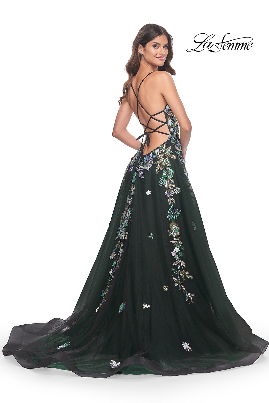 La-Femme-32023-V-Neck-Neckline-Criss-Cross-Back-Train-Sequin-Tulle-A-Line-Black-Evening-Dress-B-Chic-Fashions-Prom-Dress