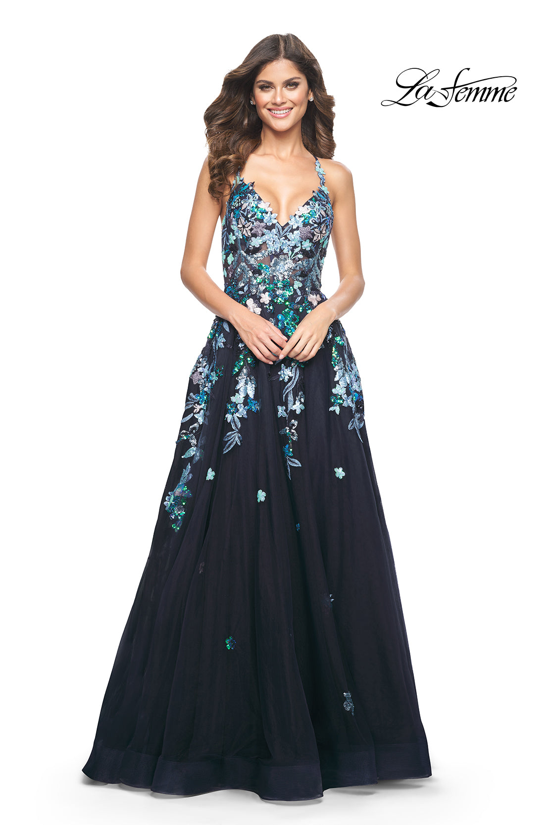 La-Femme-32023-V-Neck-Neckline-Criss-Cross-Back-Train-Sequin-Tulle-A-Line-Navy-Evening-Dress-B-Chic-Fashions-Prom-Dress