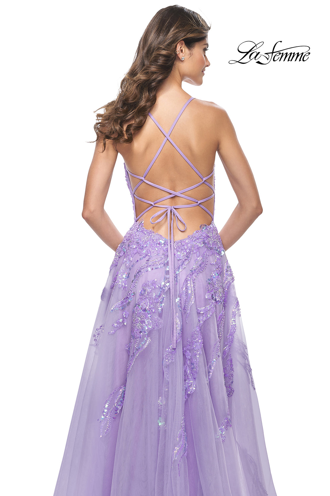 La-Femme-32032-V-Neck-Neckline-Criss-Cross-Back-High-Slit-Sequin-Lace-Tulle-A-Line-Lavender-Evening-Dress-B-Chic-Fashions-Prom-Dress