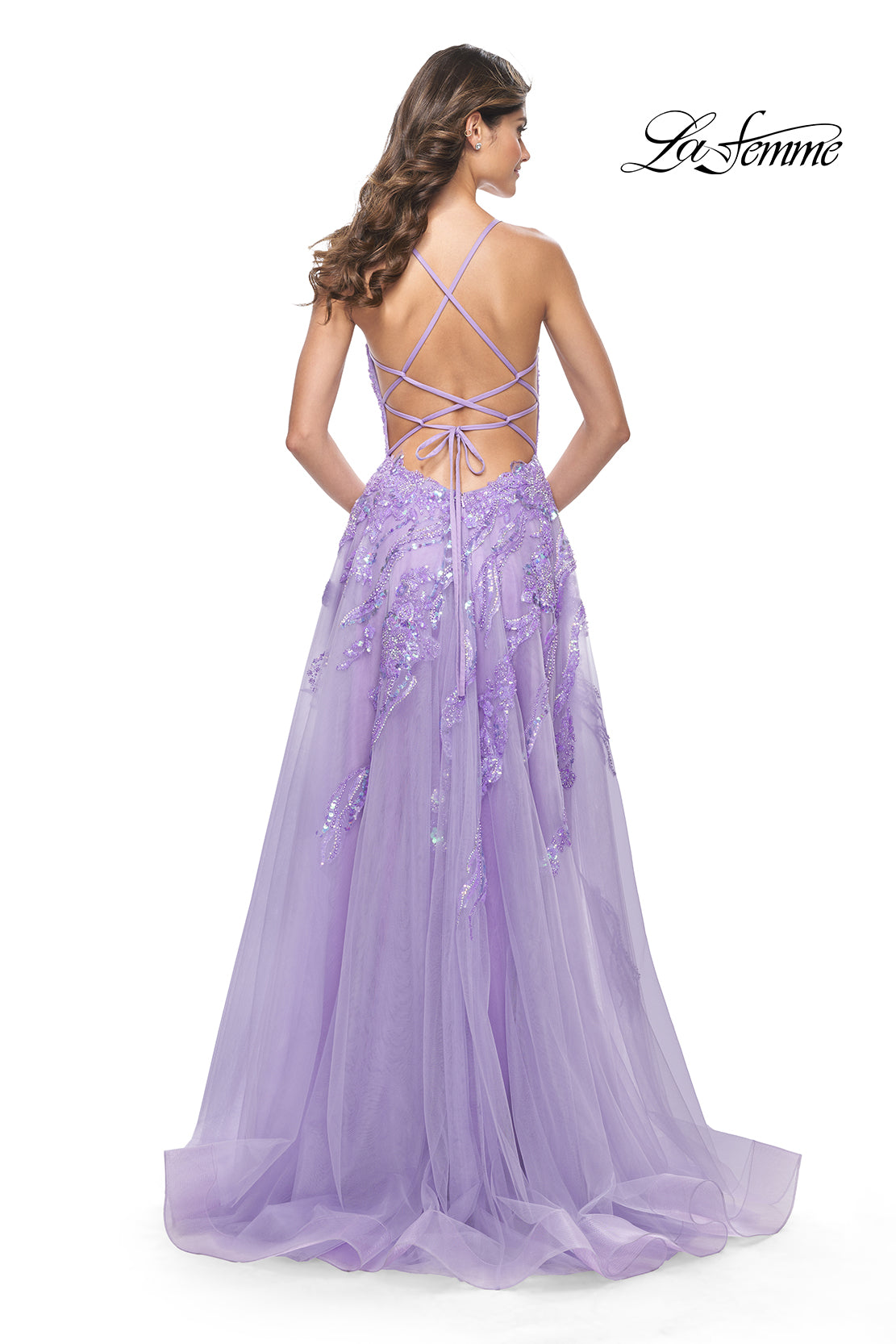 La-Femme-32032-V-Neck-Neckline-Criss-Cross-Back-High-Slit-Sequin-Lace-Tulle-A-Line-Lavender-Evening-Dress-B-Chic-Fashions-Prom-Dress