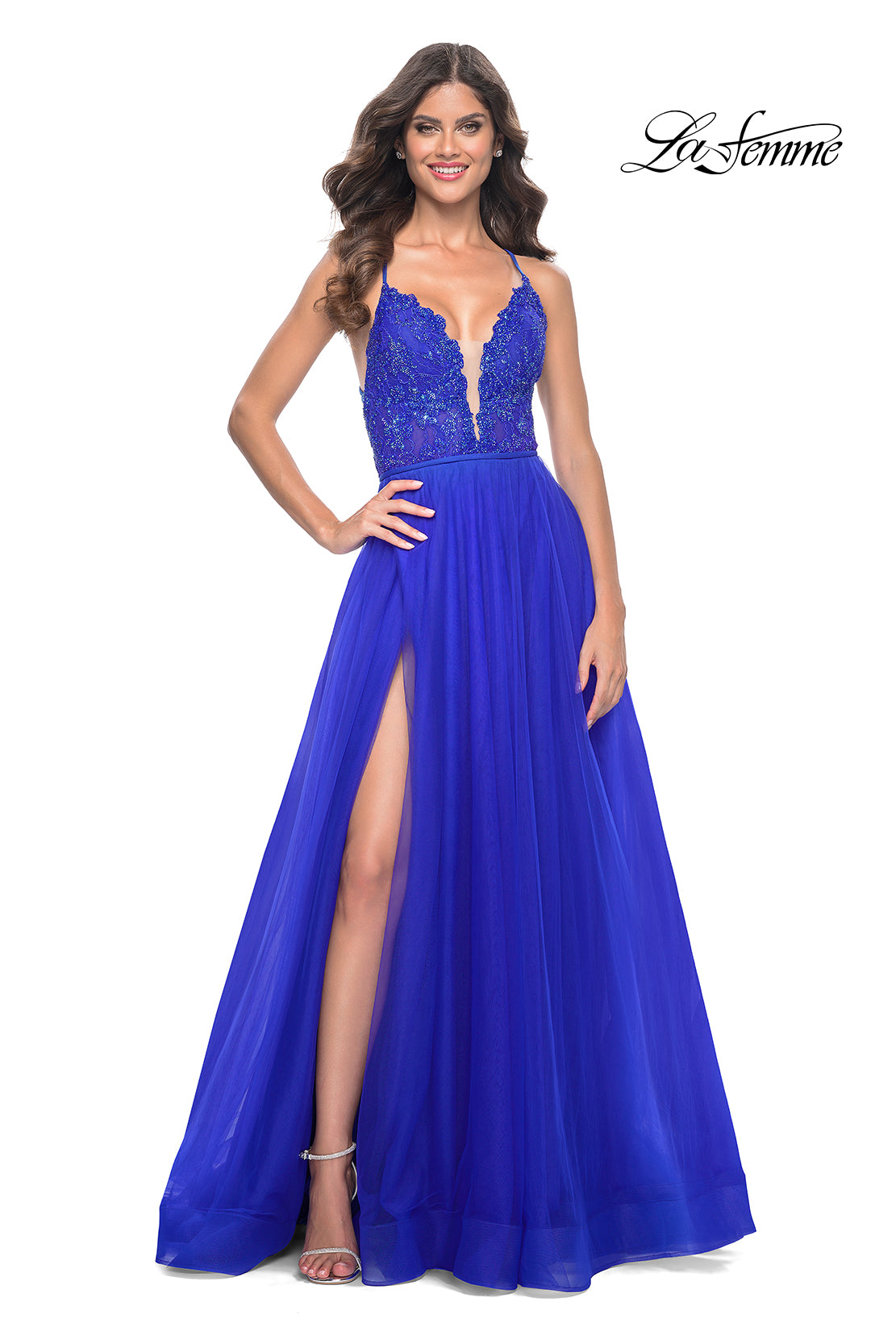 La-Femme-32059-Plunging-Neckline-Backless-Lace-Tulle-A-Line-Royal-Blue-Evening-Dress-B-Chic-Fashions-Prom-Dress