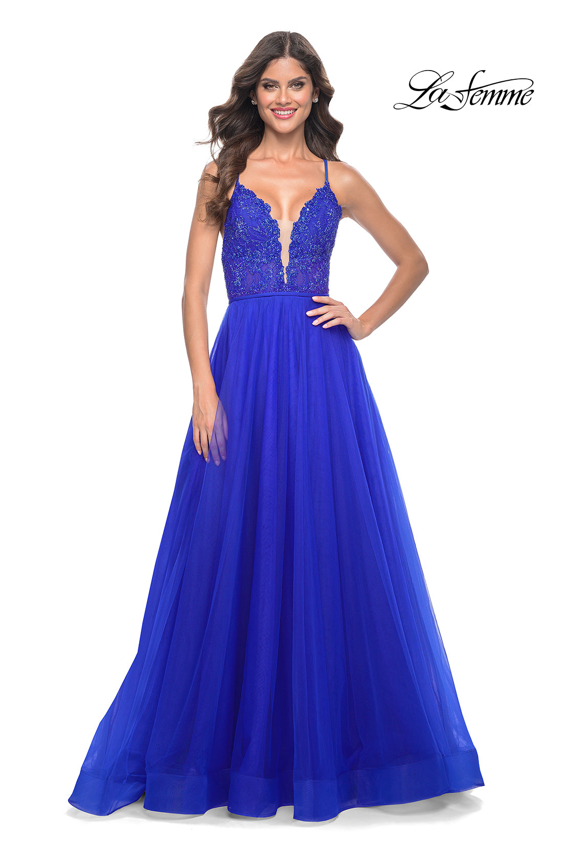 La-Femme-32059-Plunging-Neckline-Backless-Lace-Tulle-A-Line-Royal-Blue-Evening-Dress-B-Chic-Fashions-Prom-Dress