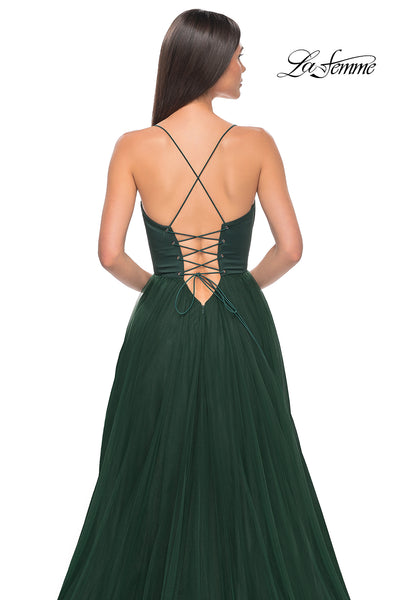 La-Femme-32065-Sweetheart-Neckline-Lace-up-Back-High-Slit-Jersey-Tulle-A-Line-Dark-Emerald-Evening-Dress-B-Chic-Fashions-Prom-Dress