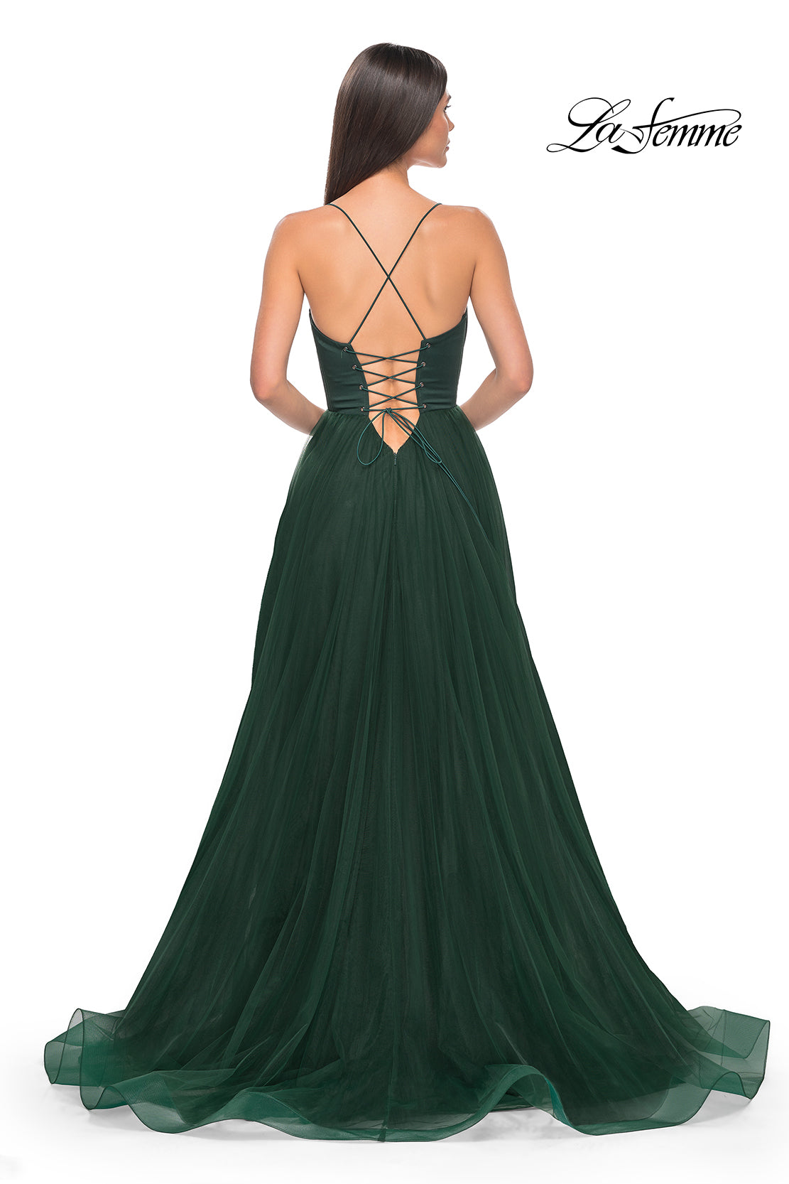 La-Femme-32065-Sweetheart-Neckline-Lace-up-Back-High-Slit-Jersey-Tulle-A-Line-Dark-Emerald-Evening-Dress-B-Chic-Fashions-Prom-Dress