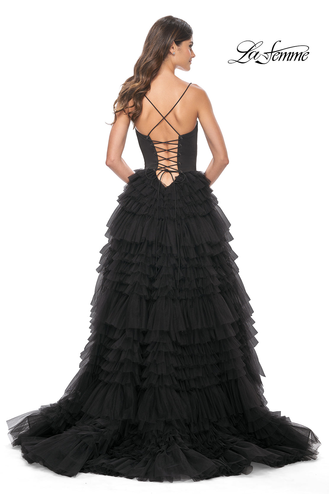 La-Femme-32071-Sweetheart-Neckline-Lace-up-Back-High-Slit-Jersey-Ruffle-Tulle-Ball-Gowns-Black-Evening-Dress-B-Chic-Fashions-Prom-Dress
