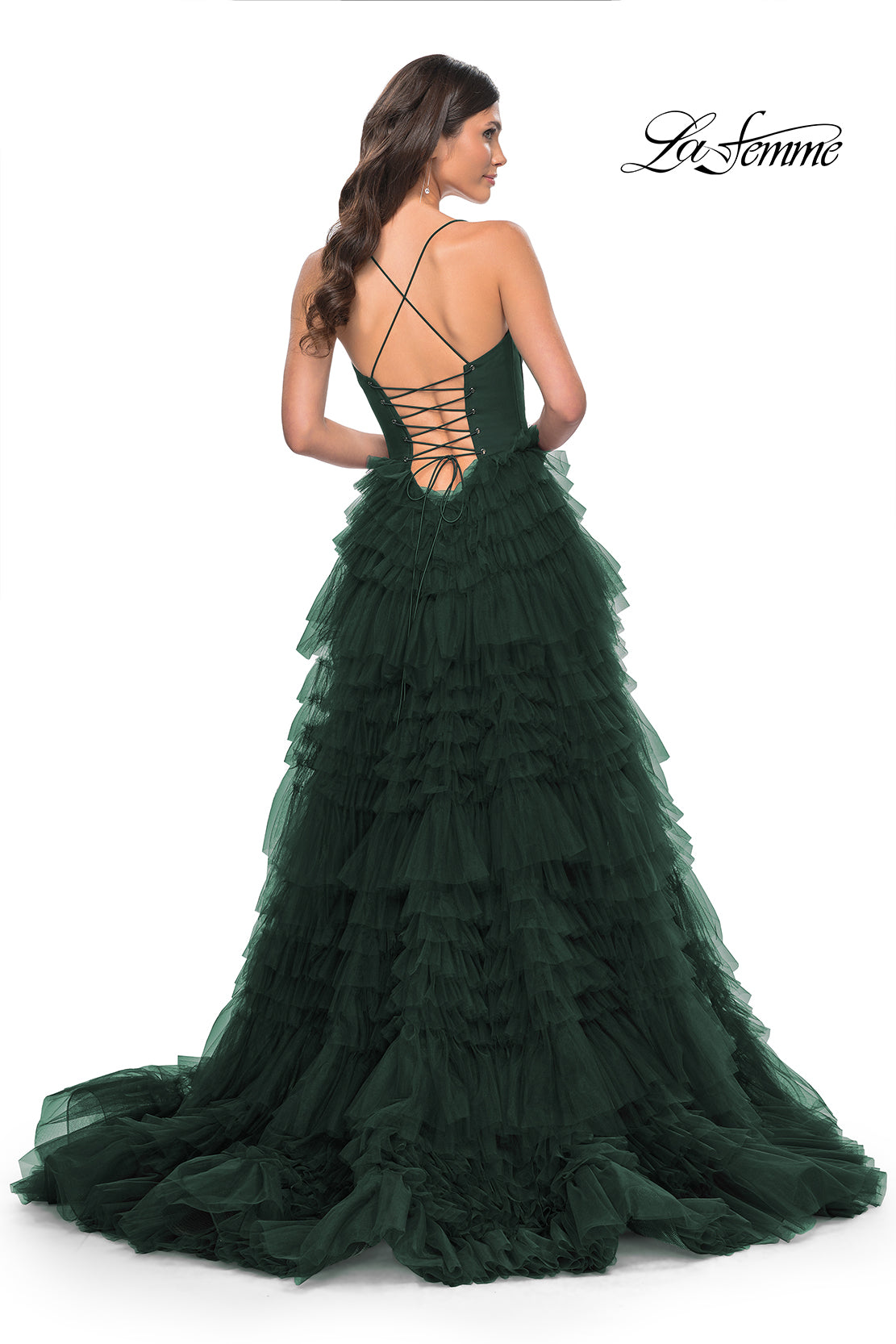 La-Femme-32071-Sweetheart-Neckline-Lace-up-Back-High-Slit-Jersey-Ruffle-Tulle-Ball-Gowns-Dark-Emerald-Evening-Dress-B-Chic-Fashions-Prom-Dress