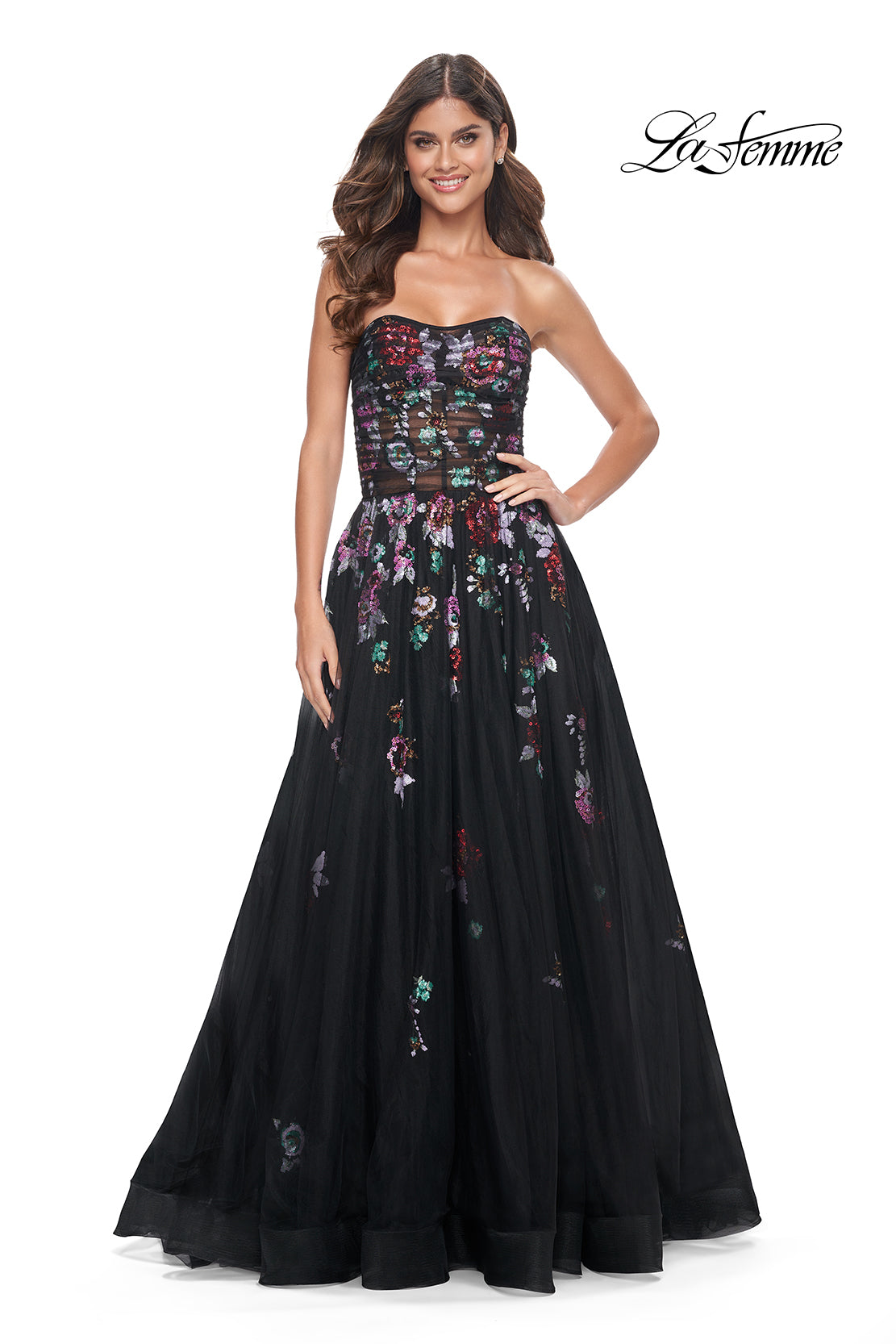 La-Femme-32072-Sweetheart-Neckline-Zipper-Back-High-Slit-Print-Sequin-Tulle-A-Line-Black-Evening-Dress-B-Chic-Fashion-Prom-Dress