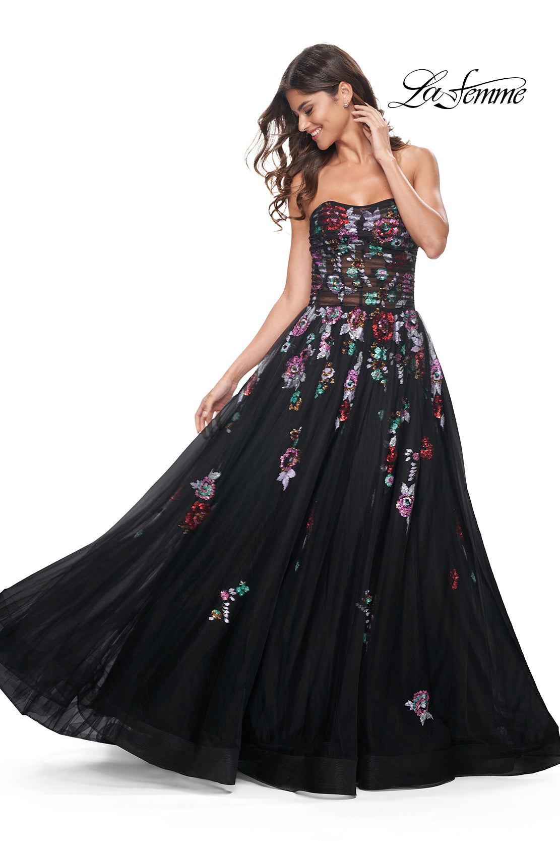La-Femme-32072-Sweetheart-Neckline-Zipper-Back-High-Slit-Print-Sequin-Tulle-A-Line-Black-Evening-Dress-B-Chic-Fashion-Prom-Dress