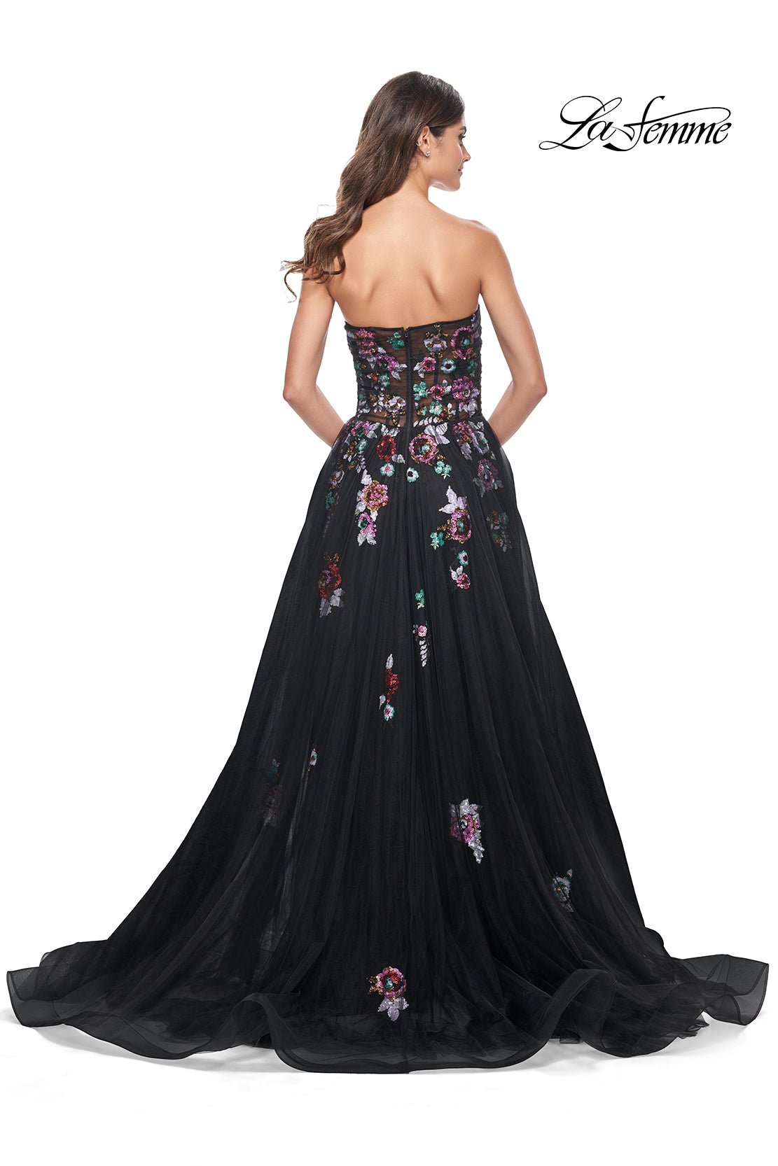 La-Femme-32072-Sweetheart-Neckline-Zipper-Back-High-Slit-Print-Sequin-Tulle-A-Line-Black-Evening-Dress-B-Chic-Fashion-Prom-Dress
