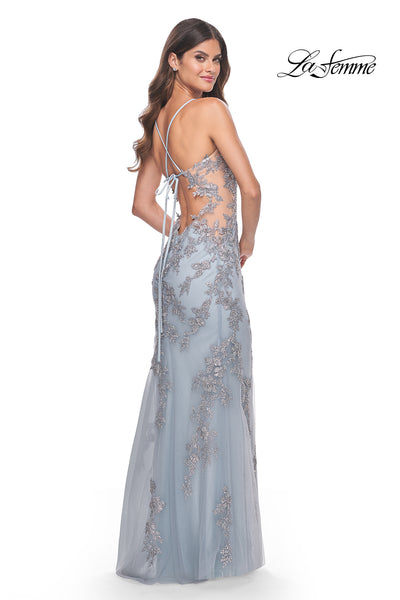 La-Femme-32074-V-Neck-Neckline-Criss-Cross-Back-High-Slit-Lace-Tulle-Column-Fitted-Light-Blue-Evening-Dress-B-Chic-Fashions-Prom-Dress