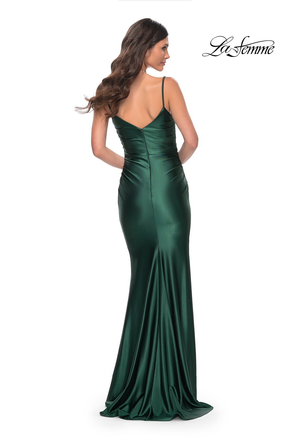 La-Femme-32075-V-Neck-Neckline-Zipper-Back-Plain-Liquid-Jersey-Column-Dark-Emerald-Evening-Dress-B-Chic-Fashions-Prom-Dress