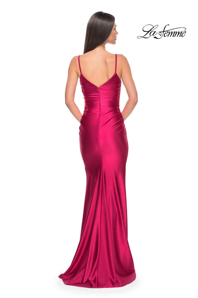 La-Femme-32075-V-Neck-Neckline-Zipper-Back-Plain-Liquid-Jersey-Column-Deep-Red-Evening-Dress-B-Chic-Fashions-Prom-Dress