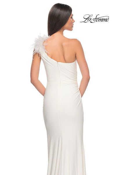 La-Femme-32076-One-Shoulder-Neckline-Zipper-Back-High-Slit-Jersey-Fitted-White-Evening-Dress-B-Chic-Fashions-Prom-Dress