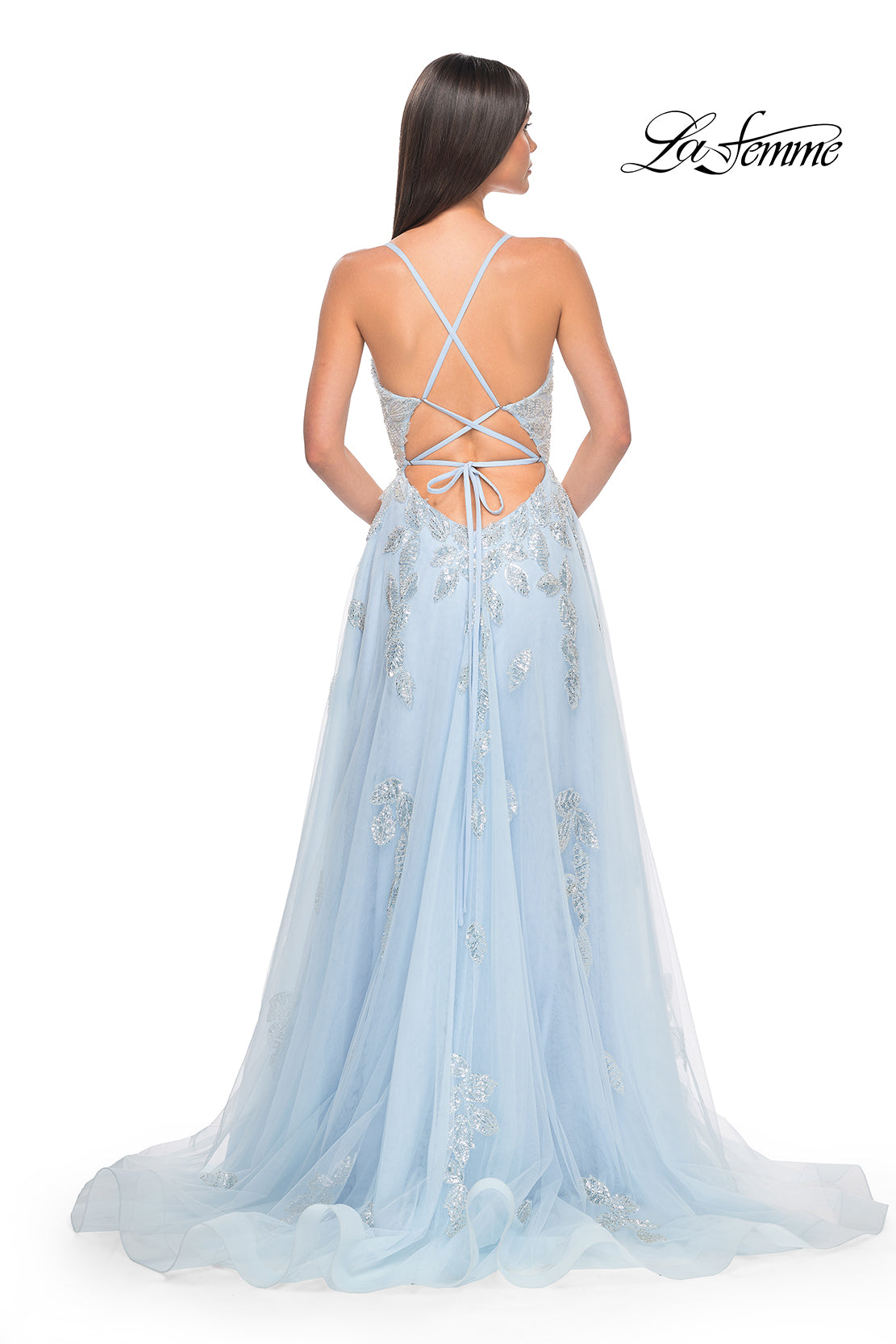 La-Femme-32090-V-Neck-Neckline-Criss-Cross-Back-Lace-Tulle-A-Line-Light-Blue-Evening-Dress-B-Chic-Fashions-Prom-Dress