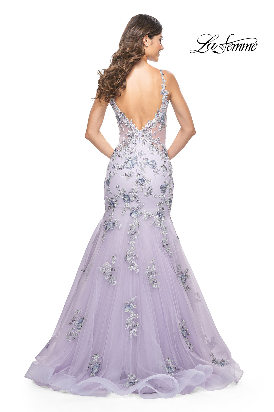 La-Femme-32091-V-Neck-Neckline-Low-Back-Corset-Lace-Tulle-Mermaid-Lavender-Gray-Evening-Dress-B-Chic-Fashions-Prom-Dress