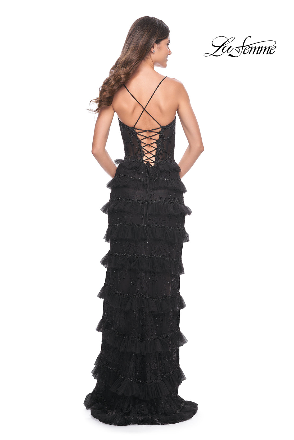 La-Femme-32113-Sweetheart-Neckline-Lace-up-Back-High-Slit-Hot-Stone-Lace-Fitted-Black-Evening-Dress-B-Chic-Fashions-Prom-Dress