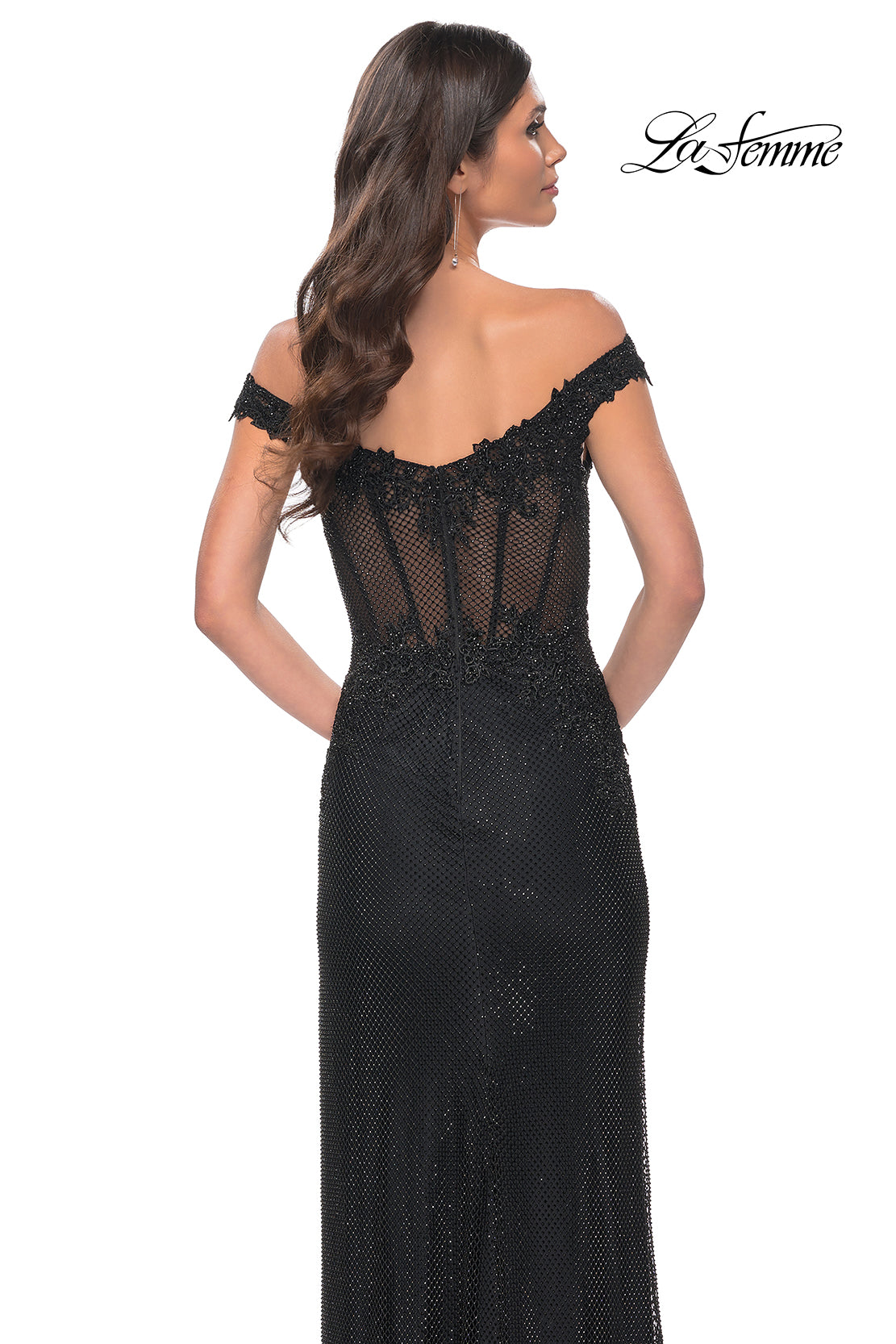 La-Femme-32116-Sweetheart-Neckline-Zipper-Back-High-Slit-Lace-Fishnet-Fitted-Black-Evening-Dress-B-Chic-Fashions-Prom-Dress