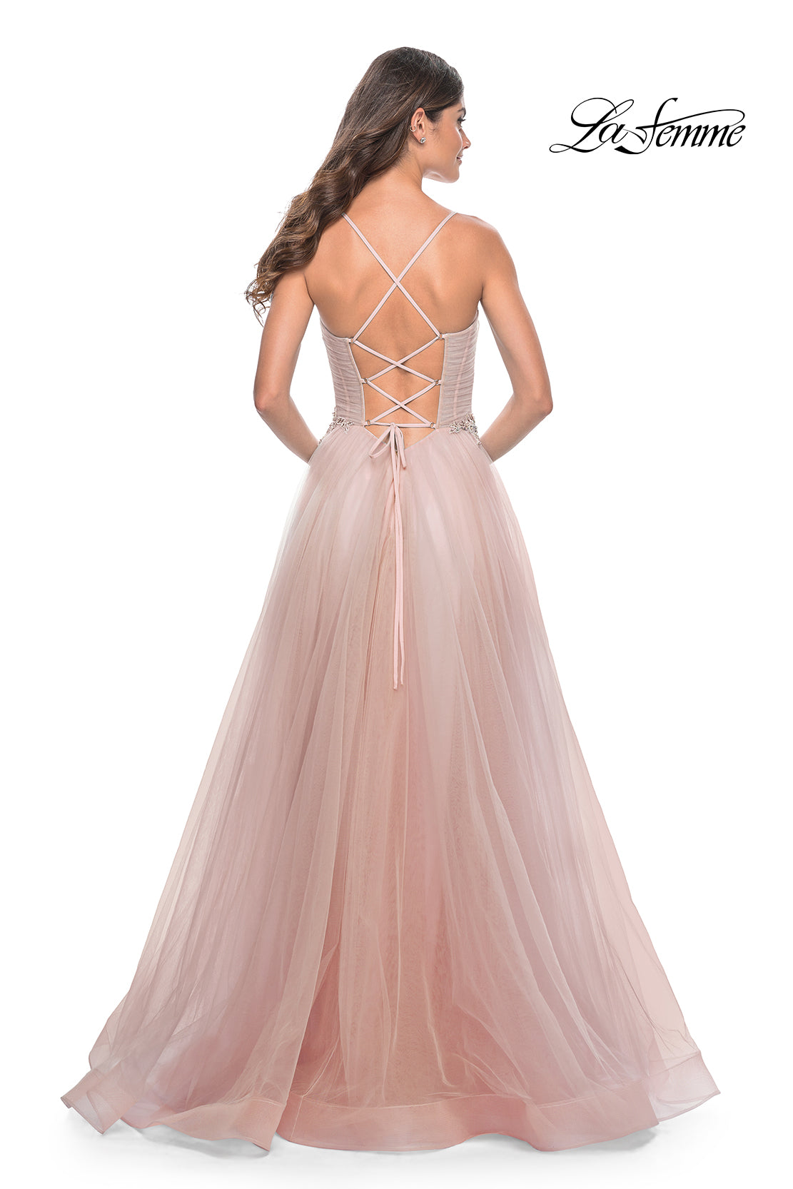 Shop La Femme 32117 Sweetheart Neckline Lace up Back Corset Beaded/Tulle A-Line Evening Dress B Chic Fashions Shop La Femme 32117 Sweetheart Neckline Lace up Back Corset Beaded/Tulle A-Line Evening Dress B Chic Fashions