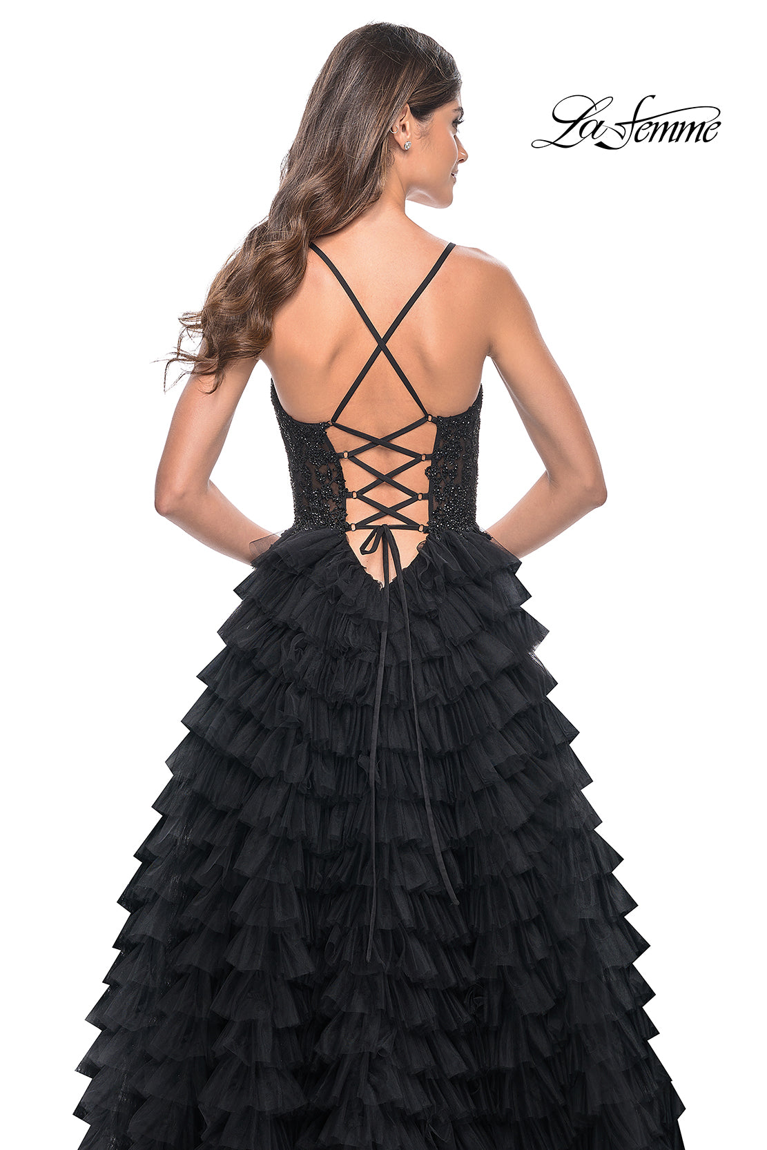 La-Femme-32128-Sweetheart-Neckline-Lace-up-Back-High-Slit-Lace-Tulle-Ball-Gowns-Black-Evening-Dress-B-Chic-Fashions-Prom-Dress