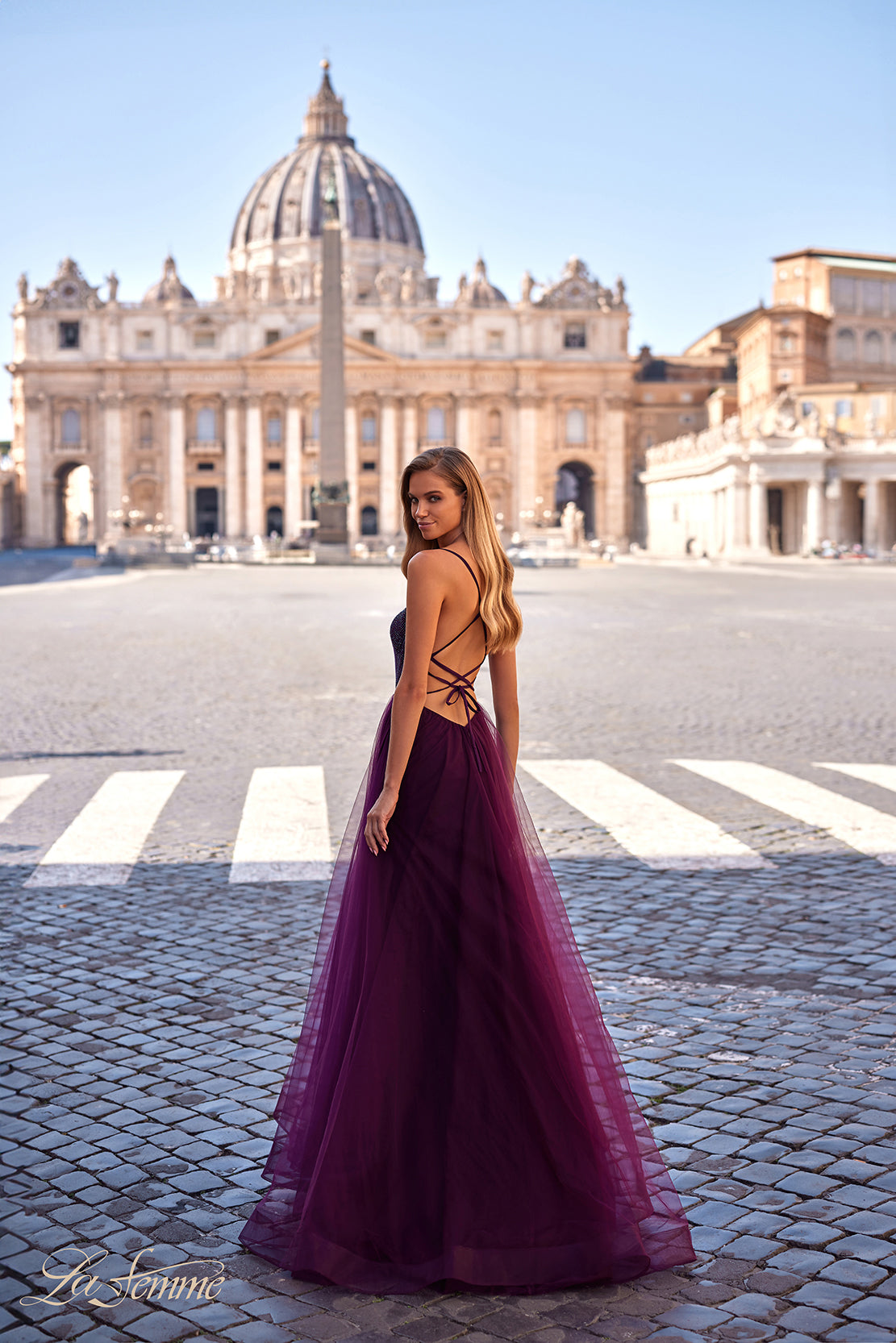 La-Femme-32135-Sweetheart-Neckline-Criss-Cross-Back-High-Slit-Fishnet-Tulle-A-Line-Dark-Berry-Evening-Dress-B-Chic-Fashion-Prom-Dress