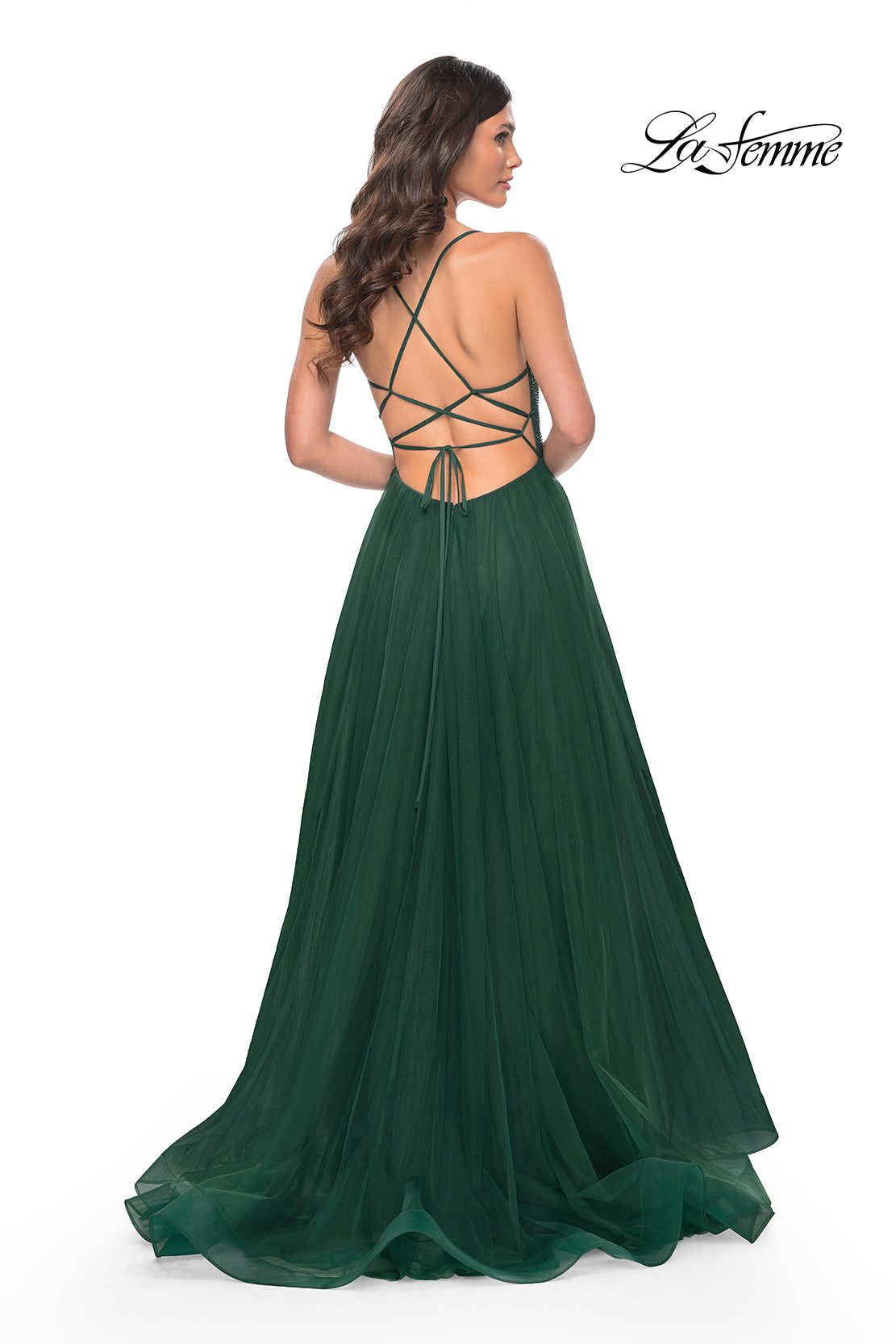 La-Femme-32135-Sweetheart-Neckline-Criss-Cross-Back-High-Slit-Fishnet-Tulle-A-Line-DarkEmerald-Evening-Dress-B-Chic-Fashion-Prom-Dress