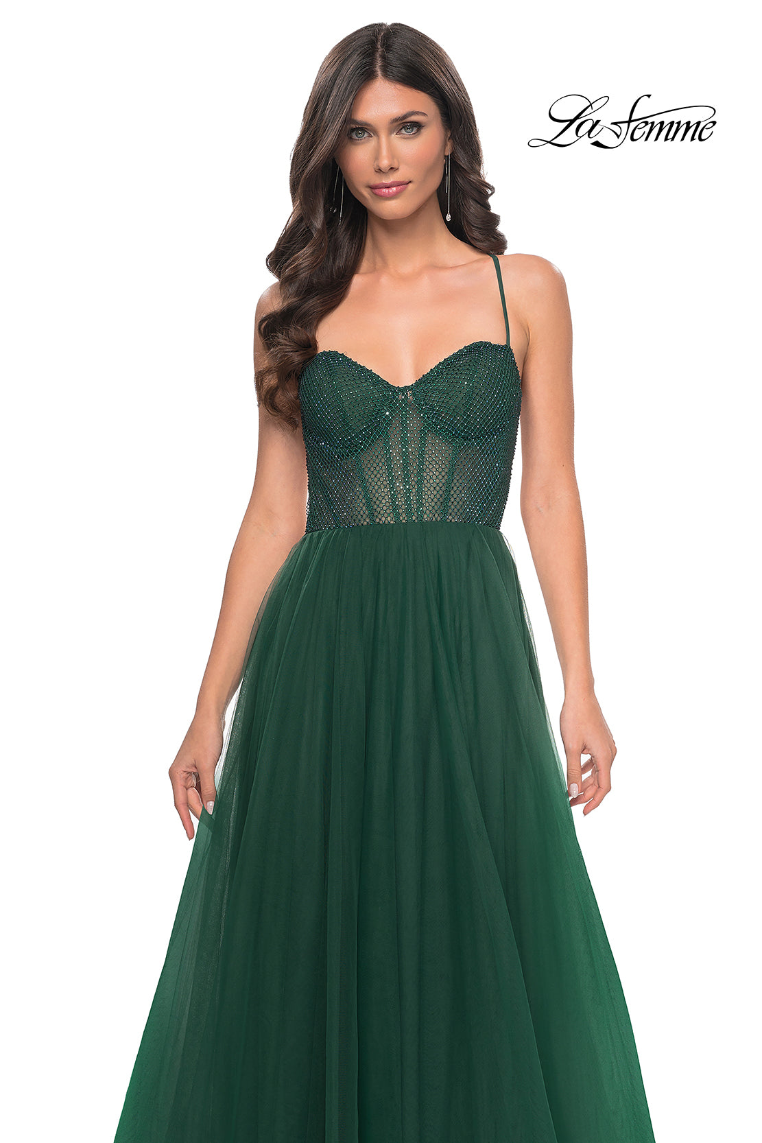 La-Femme-32135-Sweetheart-Neckline-Criss-Cross-Back-High-Slit-Fishnet-Tulle-A-Line-DarkEmerald-Evening-Dress-B-Chic-Fashion-Prom-Dress