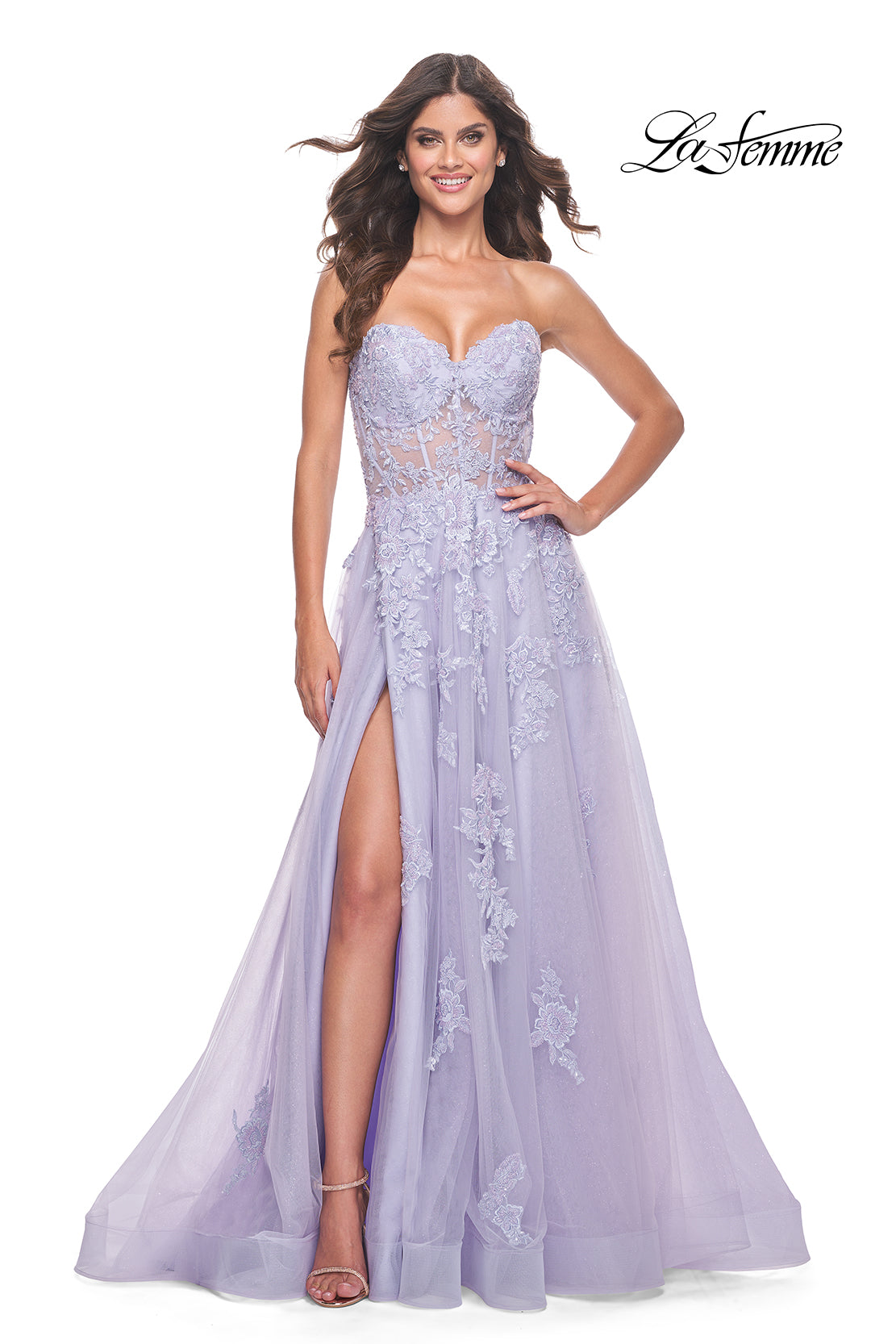 La-Femme-32145-Sweetheart-Neckline-Zipper-Back-High-Slit-Lace-Tulle-A-Line-Light-Periwinkle-Evening-Dress-B-Chic-Fashions-Prom-Dress