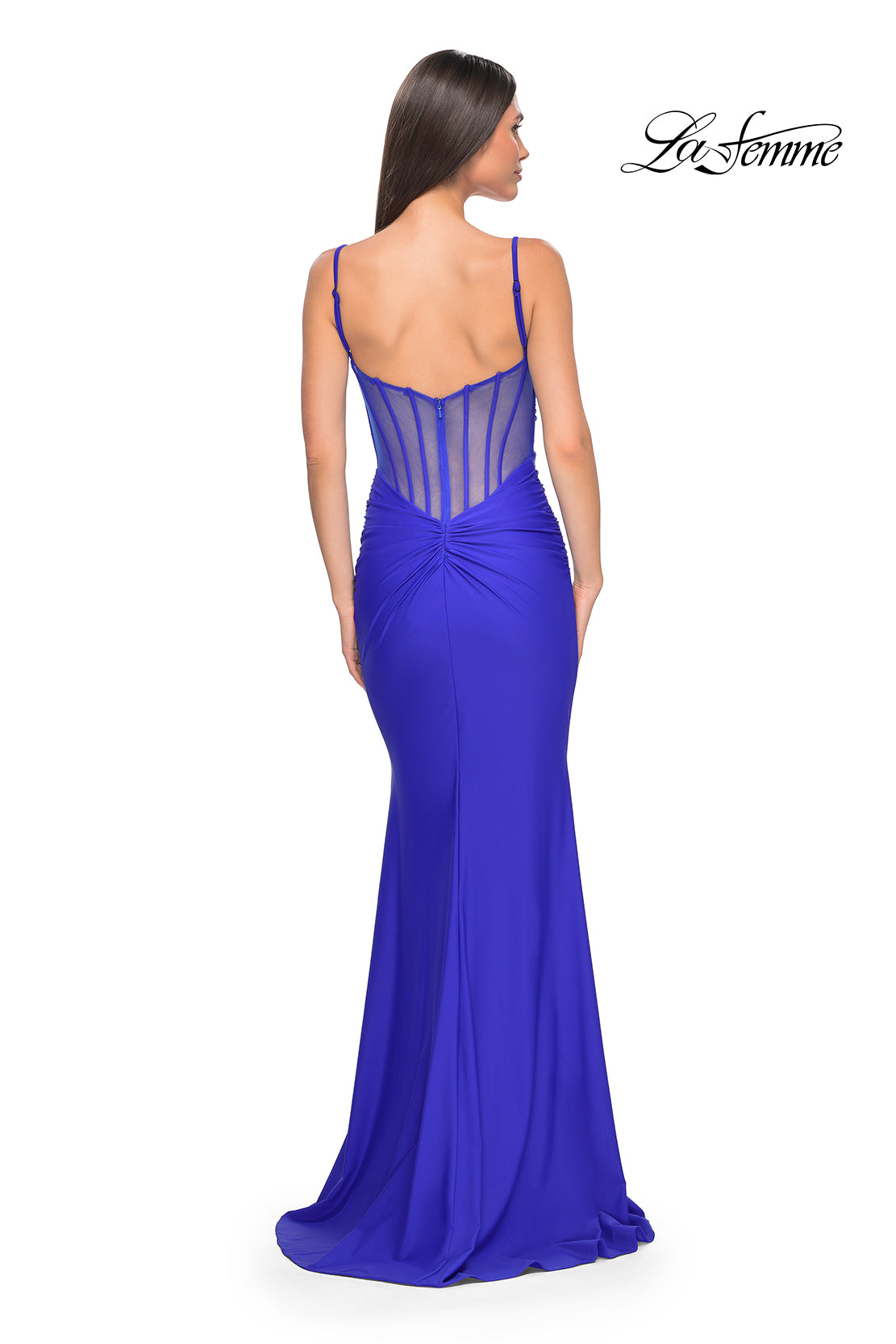 La-Femme-32153-V-Neck-Neckline-Zipper-Back-Ruched-Jersey-Fitted-Royal-Blue-Evening-Dress-B-Chic-Fashions-Prom-Dress