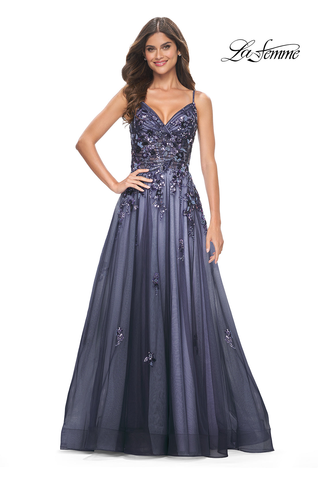 La-Femme-32185-V-Neck-Neckline-Zipper-Back-High-Slit-Sequin-Lace-A-Line-Navy-Evening-Dress-B-Chic-Fashions-Prom-Dress