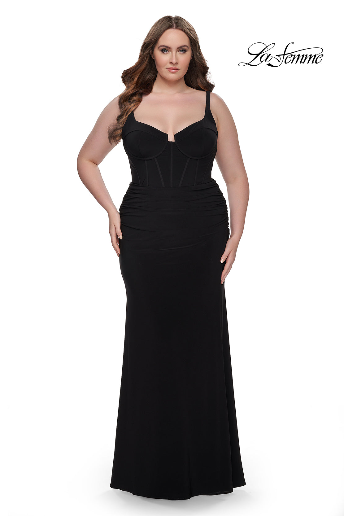 La-Femme-32190-Sweetheart-Neckline-Lace-up-Back-High-Slit-Hot-Jersey-Fitted-Black-Evening-Dress-B-Chic-Fashions-Prom-Dress