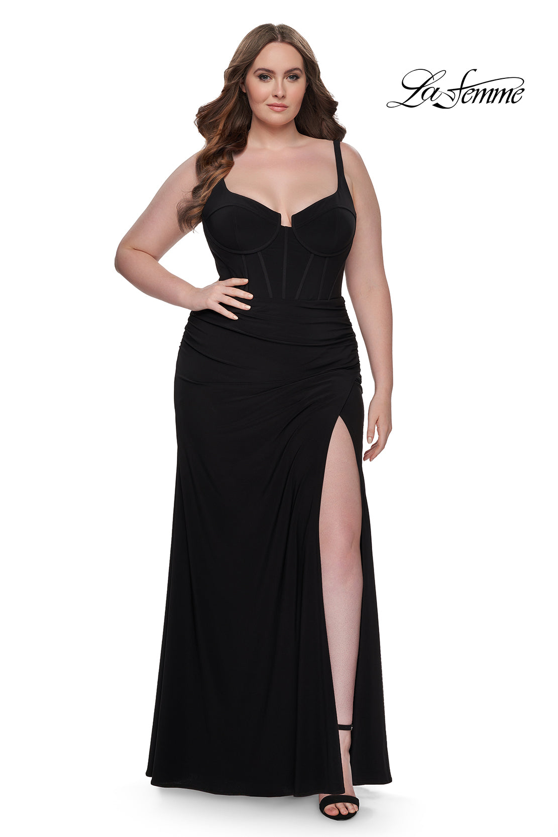 La-Femme-32190-Sweetheart-Neckline-Lace-up-Back-High-Slit-Hot-Jersey-Fitted-Black-Evening-Dress-B-Chic-Fashions-Prom-Dress