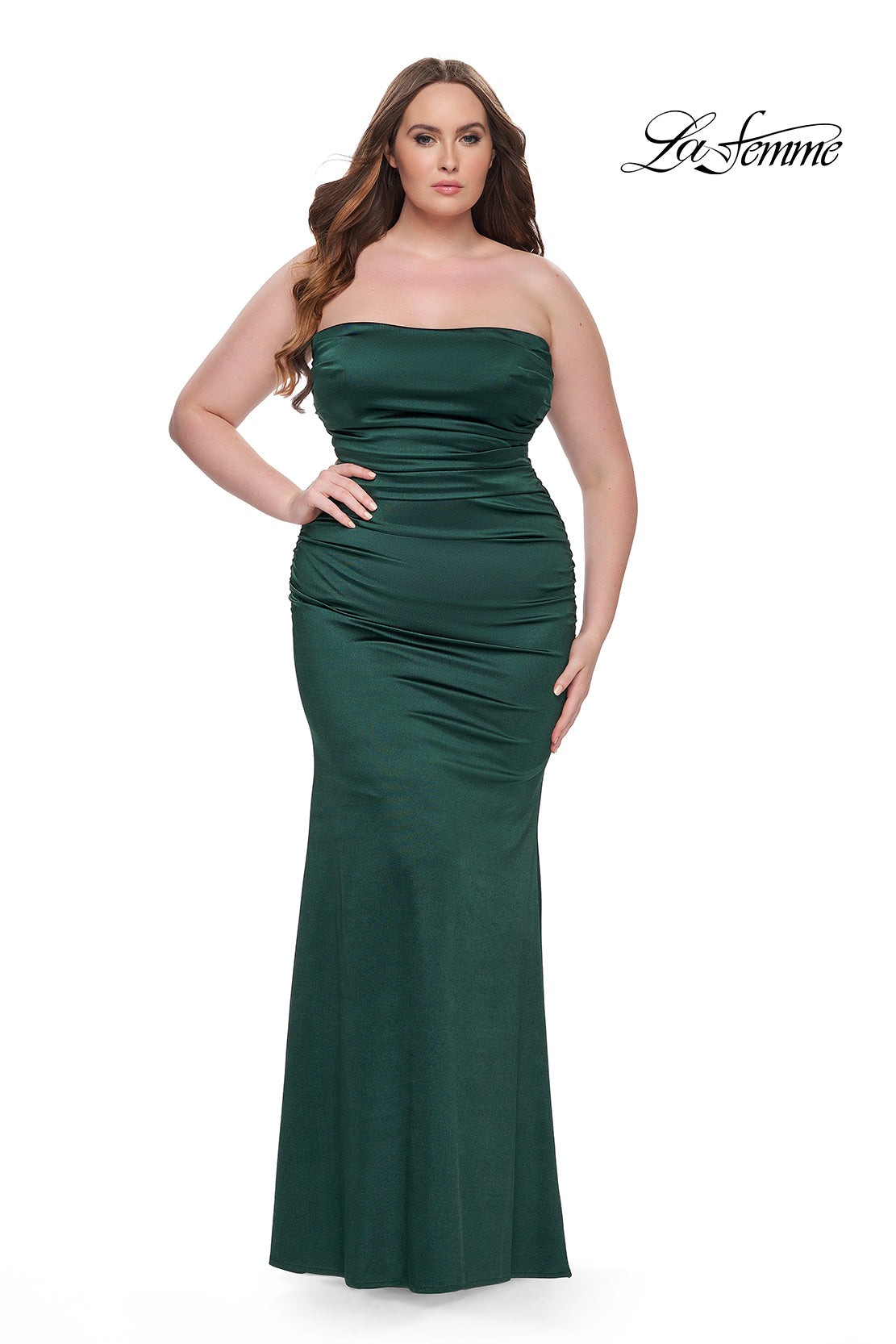 La-Femme-32194-Square-Neckline-Zipper-Back-Ruched-Liquid-Jersey-Column-Fitted-Dark-Emerald-Evening-Dress-B-Chic-Fashions-Prom-Dress