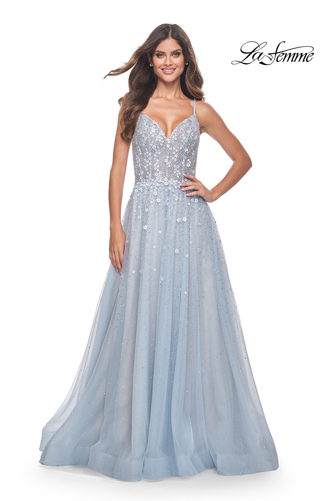 La-Femme-32215-V-Neck-Neckline-Zipper-Back-Corset-Lace-Tulle-A-Line-Light-Blue-Evening-Dress-B-Chic-Fashions-Prom-Dress
