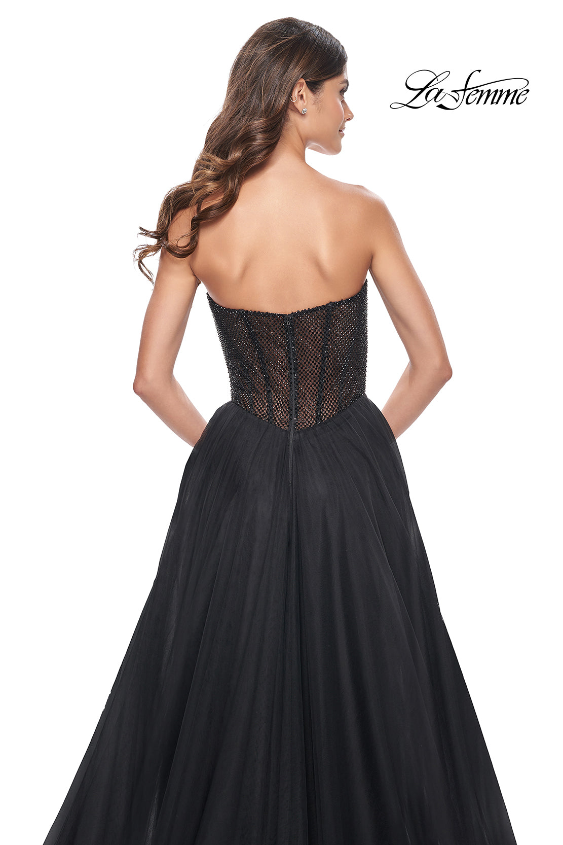 La-Femme-32216-Sweetheart-Neckline-Zipper-Back-High-Slit-Hot-Stone-Fishnet-Tulle-A-Line-Black-Evening-Dress-B-Chic-Fashions-Prom-Dress