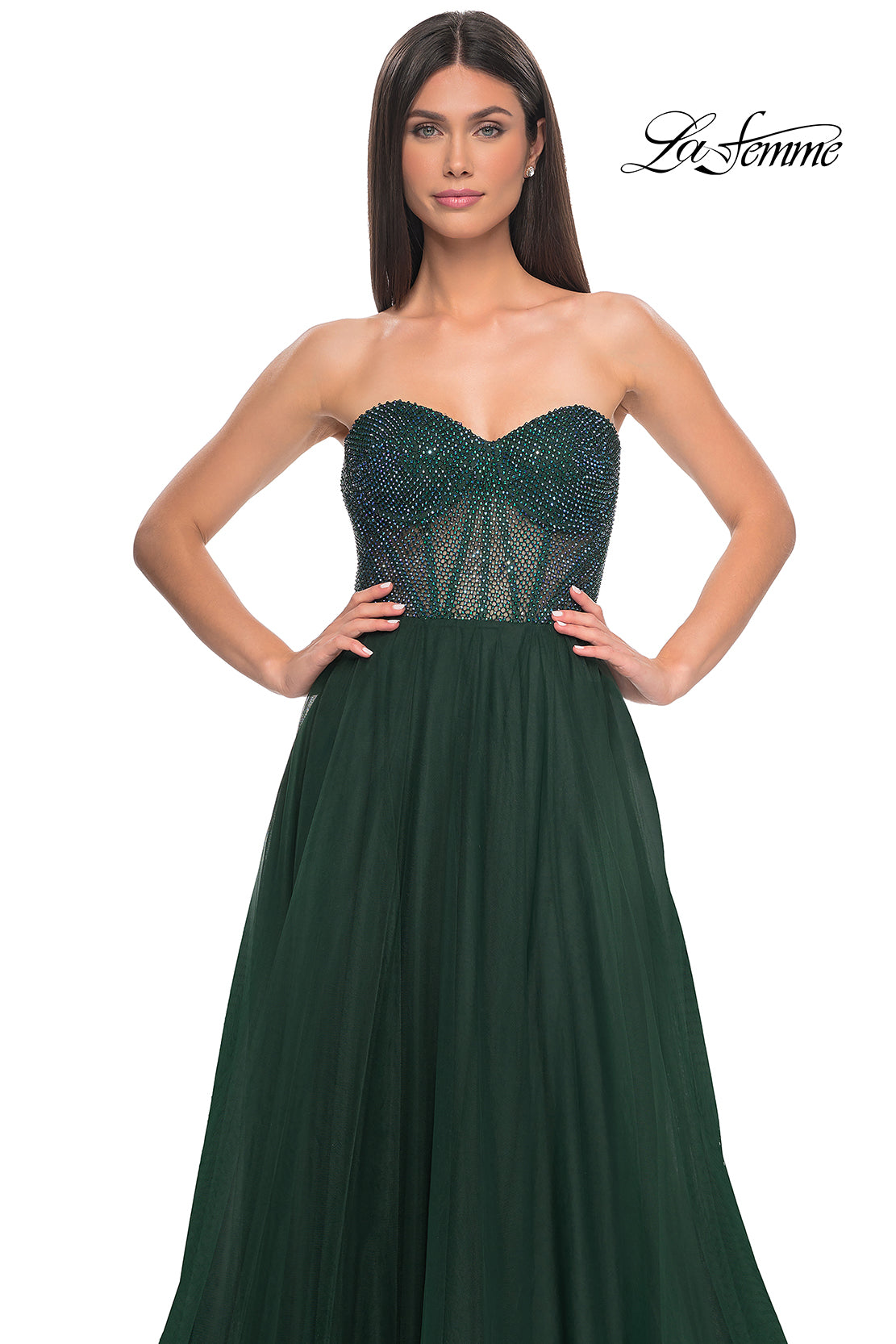 La-Femme-32216-Sweetheart-Neckline-Zipper-Back-High-Slit-Hot-Stone-Fishnet-Tulle-A-Line-Dark-Emreald-Evening-Dress-B-Chic-Fashions-Prom-Dress
